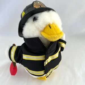 AFLAC Firefighter W Axe Helmet Jacket Talking Plush EUC